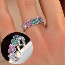 1pc Fashionable Versatile Cubic Zirconia Heart Ring For Women, Suitable For Daily Wear On Index Finger Valentines,Mom,Mother,Mother's Day,Gift - Ring - View 16