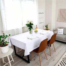Rectangle Table Cloth 2 Pack (90x132 Inches, White), Washable Polyester Table Cover Dining, Buffet, Picnic, Event, Wedding, Restaurant, Party Decor - 白色 - 查看 9