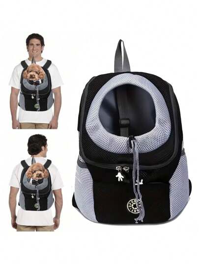 1 Stück Rucksack Hundetransportbox für Welpen und kleine/mittlere Hunde und Katzen, atmungsaktiver und verstellbarer Hundetransportrucksack zum Wandern, Spazierengehen, Reisen, Radfahren und für den Außenbereich