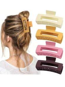 4 Pcs Large Square Retro Minimalist Hair Claw, Suitable For Women With Thick Hair, Clips For Styling, Bathing, Outdoor, Versatile Accessory Hair Jaw Clip Hair Clamps Hair Clutch Hair Catcher Clip Fall Winter Hair Clip Claw Clip Hair Accessories For Women For Vacation Outfits Woman - Multicolor - View 16