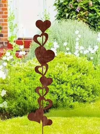 1pc Rustic Heart Garden Decor - Durable Metal Freestanding Outdoor Decoration With Layered Heart Design, Romantic Valentine's Day Mother's Day Easter Christmas Gift For Garden, Patio, Yard, Freestanding Decor | Heart Motif Decor | Metal Construction, Garden Decorations