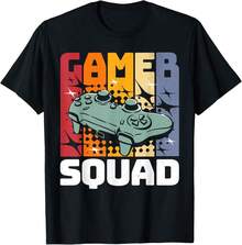 Gamer , Matching Gaming Group, Retro Vintage Controller T-Shirt Gift For Dad Gift For Gamers Wedding Gift For Groom,Funny Graphic T Shirts,100 Percent Cotton T Shirt,Oversize - Black - View 1