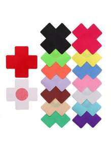 1 Set Of 2pcs X-Shape Breast Petals, Disposable Satin Nipple Covers, Sexy Breathable Cross Breast Pasties, Multi-Color Selections, Elegant, Sexy, Comfortable