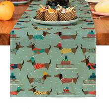 1pc Christmas Tree & Snowflake Leaf Print Table Runner, Holiday/Party/Birthday/Dinner Table Decor, Suitable For Festival, Kitchen, Dining Room, Home Decoration, All Seasons - Multicolor - View 19