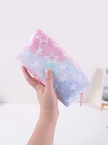 1 Astuccio per matite con motivo a stella in rete a strato singolo, design creativo - pendente con cerniera a forma di stella, borsa per cancelleria per conservazione e organizzazione di cancelleria da desktop in classe, grande capacità e portatile, accessori scolastici essenziali, regalo raffinato per amici, ritorno a scuola, astuccio per matite, custodia per matite, borsa scolastica