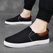 Men's Casual Sneakers Skate Shoes Non-Slip Student Skateboard Shoes, Versatile Casual Student Sports Slip-On Shoes - Black - View 3