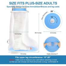 Upgraded Wide Full Leg Cast Cover Shower After Knee Surgeries With Non-Slip Bottom Leg Wounds, Bandage, Large Cast, Knee Immobilizer/Brace, Walking Boots, Reusable