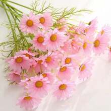 6Pcs Artificial Chamomile Flowers (Yellow)- Realistic European Daisy Fake Flowers For Home Decor, Spring Summer Table Centerpiece, Wedding, Party, Office Desk Decorations,Garden Decor,Outdoor Plant,Gardening,Pink Fake Flowers