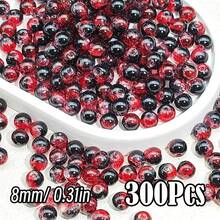 闪亮裂纹玻璃珠，破裂效果，尺寸为 10 毫米/0.39 英寸和 8 毫米/0.31 英寸。多色圆形珠子，用于 DIY 珠宝、手链、项链、耳环和手工艺品制作。