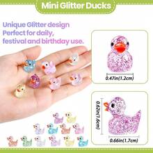 200 只迷你闪光鸭子彩色小树脂鸭子，可隐藏塑料动物模型，适用于游戏屋微型游戏屋景观水族馆装饰