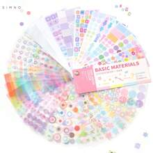 Xinmo Color Card Basic Sticker Book, New Handmade Ins Style All-Match Decoration Card Material Book, Cute Graffiti Decal Stickers, Waterproof Self-Adhesive, Suitable For DIY Decoration, Suitcases, Mobile Phones, Laptops, School Supplies, Back To School