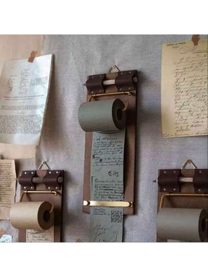 1pc Vintage Wooden Creative Sticky Note Clip Board, Retro Style Label Paper Clip, Tear-Off Label Roll, Wall Hanging Label Memo Pad, Retro Label Clip, File Folder, Artistic Retro Wall Mounted Notepad, Menu Clip Board, Multi-Functional Fashion Wall Decor Notepad