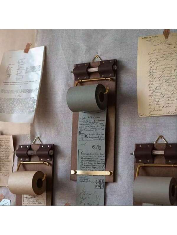 1 pieza Tablero de pinzas para notas creativas de madera vintage, estilo retro con pinza de papel, rollo de etiquetas desprendibles, bloque de notas colgante de pared, pinza de etiqueta retro, carpeta de archivos, bloc de notas retro montado en la pared, tablero de menú, decoración de pared multifuncional y de moda
