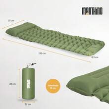 Colchon Inflable Individual Personal Acampar Marthing CIIND Cama Inflable Portatil Guardado Compacto Facil de Usar Inflado Rapido con el Pie Colchon Ideal para Acampar Exterior y Jardin Camping - Verde - Ver 2
