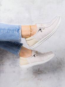 zapato  Figuras  Gráfico  Liso  Arco Iris  Leopardo    Elegante  Casual  Dulce  casual  De moda  Al aire libre  Fabulosa    Tela    Cuerda    mocasin   Fiesta  Oficina  Casa  Exterior    verano - Beis - Ver 3