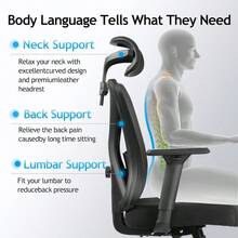 Office Desk Chair Ergonomic Swivel Chair With Adjustable Headrest And Lumbar Support High Back Mesh Computer Chair With 130 Rocking Lock For Home Office Black - Black - View 5
