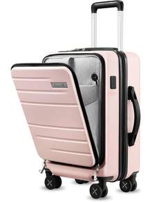 22149 1/2 Piece Set Luggage Sets , Expandable 20 Inch Carry On Luggage And 28 Inch Checked Suitcase With Front Opening (Pink, 20/28) - Cameo Pink - View 12