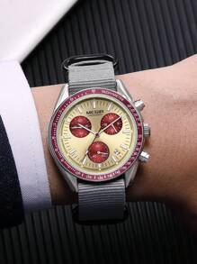 MEGIR MEGIR Luxus Quarz Uhren für Herren, Leinwand Armband, Sport Lässig Chronograph, leuchtende, wasserdichte Herren Armbanduhr mit Datum und 24-Stunden-Anzeige 2247