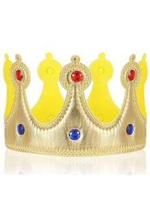 1 Piece Of Adult Golden King Crown, Diamond Cloth Prince Costume, Headpiece, Cake Decoration, Birthday Party Crown Hat