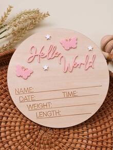 1 件蝴蝶形新生儿出生公告牌、木制婴儿姓名牌、婴儿洗礼装饰、女婴照片道具、婴儿洗礼家庭装饰礼物、婴儿洗礼复活节礼物、适合女孩/男孩的物品