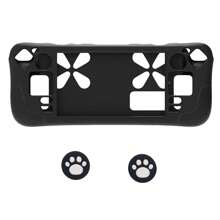 1 set d'étui en silicone pour Steam Deck avec 2 capuchons de joystick, design incurvé, nervures amortissantes à l'intérieur, antichoc, résistant aux rayures, antidérapant, résistant à la transpiration