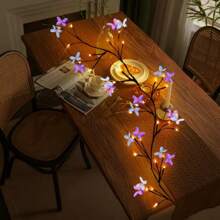 1pack 1.3m/51.18inch 30 LED Charming Willow Vine Branch Lights With Blue And Purple Butterfly USB Powered For Home Table Wall Holiday Indoor Party Wedding Patio Living Room Decoration