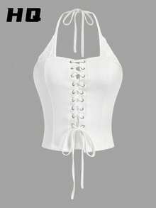 HQ Women's Summer Clothes, Sexy Halter Neck Strappy Belly Button Cardigan Camisole Women's Clothing - White - View 6