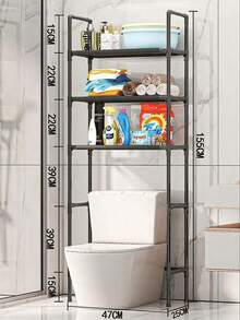 1 件浴室储物架，垂直马桶储物架，节省空间的浴室架，独立式节省空间，带厕纸架，多功能马桶顶部收纳架，适合大多数马桶，易于组装