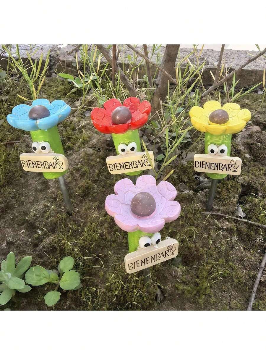 1pc Creative Resin Hummingbird Feeder, Garden Potted Plant Decoration Ornament - Multicolor - View 1