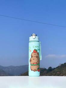 男孩和女孩夏季水瓶，带有卡通动物图案，幼儿园，儿童，Kapibabala 1 可爱卡通运动水瓶 - 800 毫升，吸管杯，带手柄，防漏，防震，便携 - 适合旅行、户外活动、学生使用 - 适合儿童节、毕业季，送给孩子的最佳礼物 - 彩色 - 查看 12
