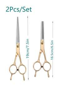 Professional Pet Grooming Scissors, Left And Right Hand Suited, Cat And Dog Hair Trimming Curved And Straight Cutting Thinning Shears, Stainless Steel