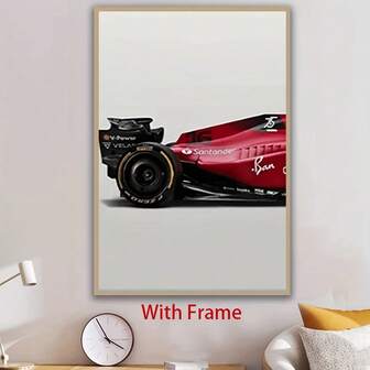 1 pieza Cartel enmarcado de coche de carreras - Arte de pared moderno para decoración del hogar, sala de estar, oficina o comedor - Impresión de alta calidad con elegante marco negro - Regalo perfecto para entusiastas del automovilismo, decoración de pared del automovilismo | Obra de arte contemporánea | Marco de poliestireno