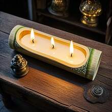 1 Bambus Behälter Aromatherapie Kerze, Pflanzliches Aroma-Öl, Sojaöl, geeignet für Innen-Aromatherapie, Heimdekoration, Fotografie Requisiten, Hochzeitssaison, Muttertag, Abschlusszeit