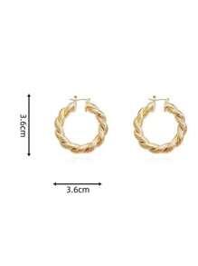 1 Pair European & American Style High-End Gold Twisted Hoop Earrings, Vintage C-Shaped Earring, Fashion Ear Jewelry For Women