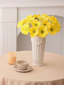 3朵非洲菊花、富蘭花,1橙色+1黃色+1白色+1緞帶,37cm,14.57in,花卉、向日葵、pu材料,春季裝飾、派對、野餐、學校宿舍辦公室裝飾、活動假期生日派對裝飾、家居裝飾、酒店餐廳客廳臥室婚禮宴會廚房花園裝飾 - 彩色 - 查看 10