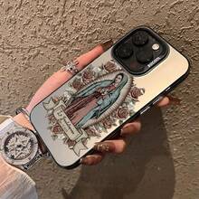 The Virgin Mary Pattern Case For IPhone 16 15 14 Pro Max 13 12 11 XR XS Plus Shockproof Drop Protection Rugged Durable Silicone Cover - 黑色 - 查看 4