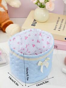A Blue Round Storage Basket, Quilted Storage Bag, Cute Storage Basket, Home Goodies, Desktop Storage Basket, Sundries Storage Basket, Bag