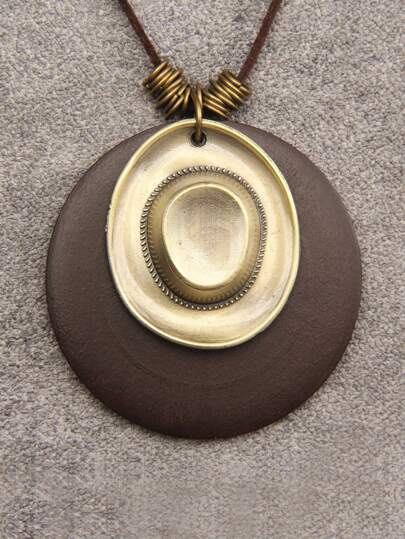 1pc Bronze/Silver Alloy Minimalist Hat Shaped Pendant Necklace, Retro Cowboy Style Accessory, Gift For Him, Everyday Wear