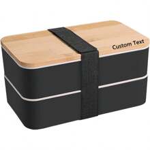 1pc Customized Bento Lunch Box With Japanese Style, Suitable For Students, Office Workers, Microwave-Friendly Bamboo Lid, Made Of Wheat Straw, Single/Double Layer, Multi-Color Options, Portable Meal Container For School Lunch, Work Meal, Outdoor, Travel, Picnic
