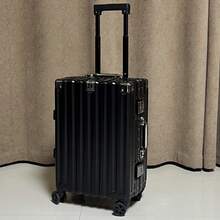 1pc 20" Carry-On Luggage, Silent Multidirectional Wheels, High-Strength Anti-Pressure Hard Shell PC Material, Large Capacity Travel Suitcase - Black - View 5
