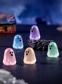 6 piezas Decoraciones de resina con fantasmas luminosos y lindos, fantasmas luminosos creativos para Halloween que brillan en la oscuridad, decoraciones DIY colgantes de fantasmas pequeños, ornamentos de paisaje en miniatura, decoraciones de fiesta con fantasmas y calabazas
