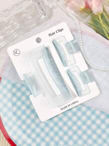 3 Stücke Set Kartenetui, frühlings-/sommerlicher, boho-süßer matter hellblauer quadratischer Haarclip, einfaches Strand-Haaraccessoire