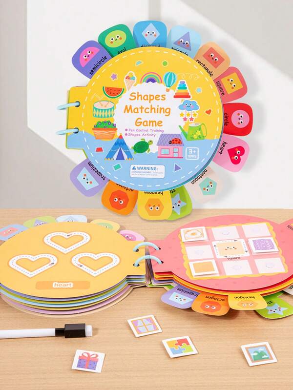 1pc Children's Round Busy Book With Early Learning Cognitive Book, Frequently Used Word Recognition Cards, Activity Book, Children's Educational Toy, Games For Boys And Girls, Enlightenment Recognition Flash Cards, Alphabet Quiet Book, Matching Tabletop Game, Letter Recognition + Pen Control, Multi-Functional Game, 26 Letters, Suitable For Back To School Season, Christmas, New Year, Birthday Gifts!