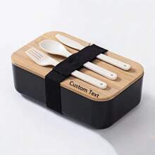 1pc Customized Bento Lunch Box With Japanese Style, Suitable For Students, Office Workers, Microwave-Friendly Bamboo Lid, Made Of Wheat Straw, Single/Double Layer, Multi-Color Options, Portable Meal Container For School Lunch, Work Meal, Outdoor, Travel, Picnic