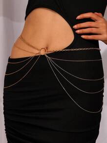1pc Minimalist Hollow Design Multi-Layer Waist Chain/Body Chain/Belly Chain, Suitable For Women Daily Wear
