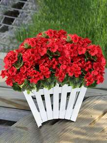 4 peças de gerânios artificiais vibrantes, buquês de begônias simuladas, arbustos de flores artificiais de plástico, decoração de casa em estilo nórdico, adequados para decoração de casamento, jardins internos e externos, pátios, varandas, terraços, decoração de vasos de flores suspensos | Plantas de baixa manutenção | Decorações de flores sazonais | Plantas artificiais para áreas externas | Decoração de Natal