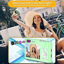 W&O Retro Digital Camera 32GB HD 1080P 44MP 2.4'' LCD Display Screen 16X Zoom Anti-Shake, Listen Music/Play Games, With 32GB Card, Rechargeable Mini Camcorder For Beginners, Ideal Gift For Birthday - Green - View 6