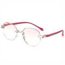 1 件优雅几何设计无框老花镜，带水钻装饰 - 轻质镜片，适合远视，+1.0 至 +4.0