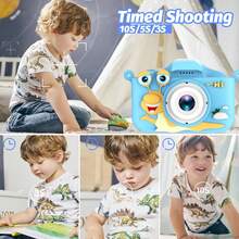 儿童相机，64G TF 卡和读卡器，前后双摄像头，1080P 高清视频，48 MP，多功能相机，带视频、游戏、音乐、男孩/女孩延时摄影功能。