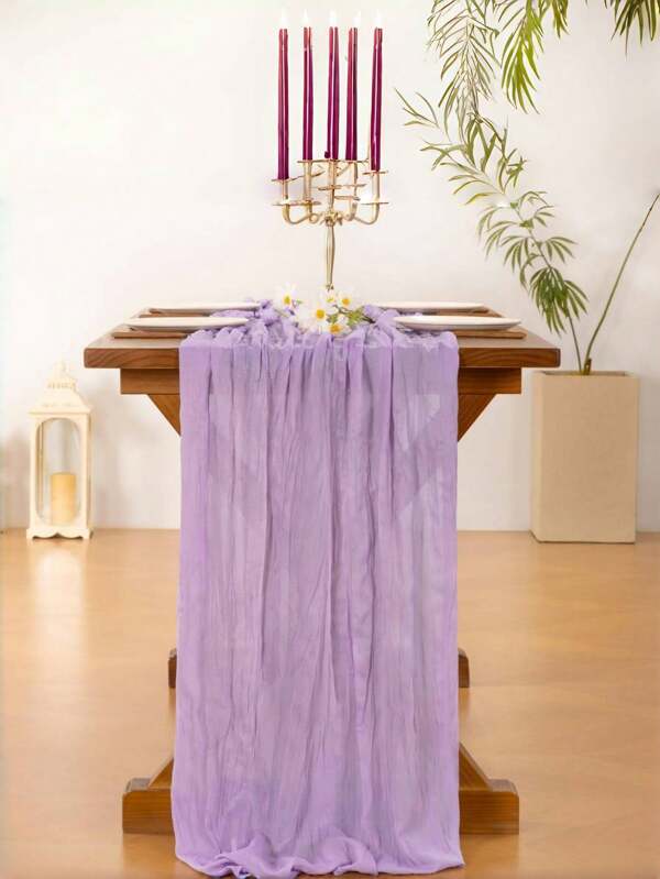 Spring And Summer Crinkle Cloth Table Flag, Tulle Linen Tablecloth, Tweed Wind Country Style Table Flag, Suitable For Wedding Party Baby Christening Daily Home Decoration